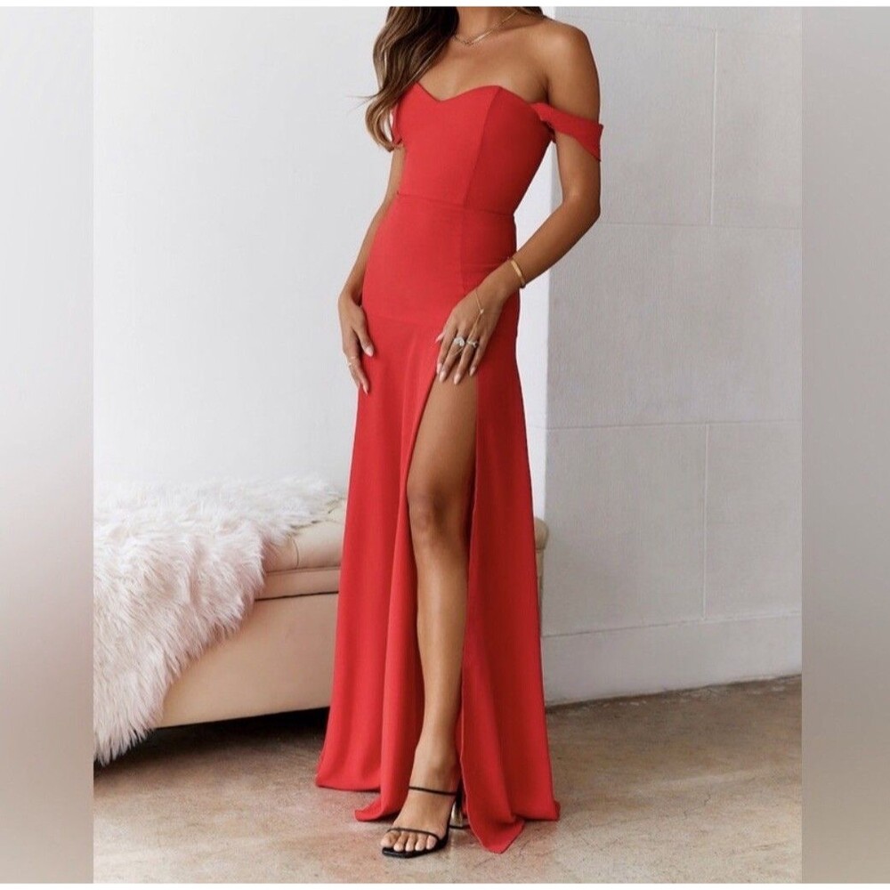 Hello Molly Red Off-Shoulder Formal Dress - Worn Only Once